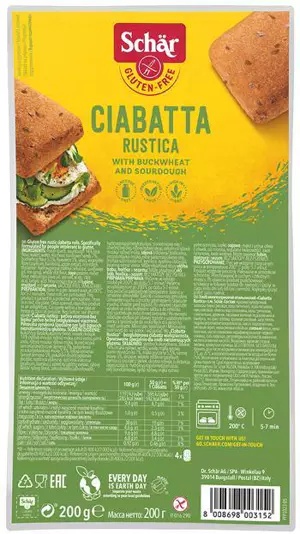 Ciabatta bread Rustica (wieloziar.4x50g) Schar