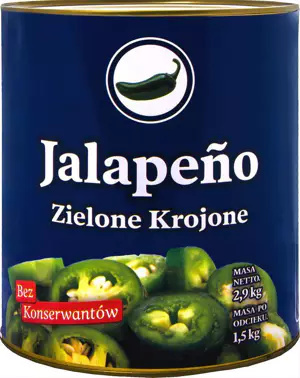 Jalapeno zielone, cięte 1,5kg, pusz.2,8kg AA Jalapeno zielone, cięte 1,5kg, pusz.2,8kg AA