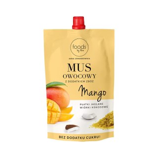 Mus owocowy Mango Płatki jaglane Wiórki kokosowe bez dodatku cukru 100 g