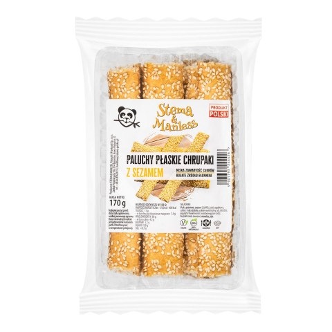Paluchy płaskie z sezamem 170 g(Termin przyd.17.06.2025) Paluchy płaskie z sezamem 170 g(Termin przyd.17.06.2025)