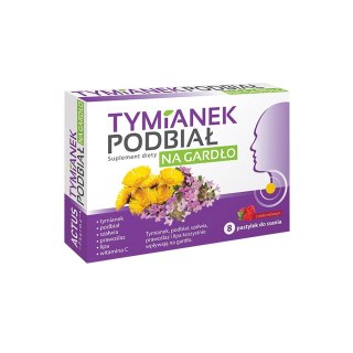 Tymianek i Podbiał na ból gardła 8 pastylek
