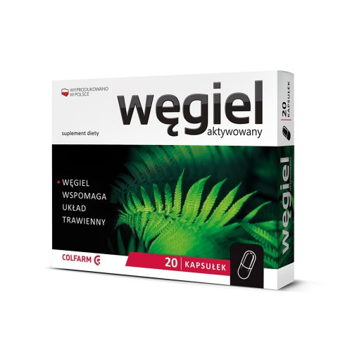 Węgiel na układ trawienny 20 kapsułek Węgiel na układ trawienny 20 kapsułek