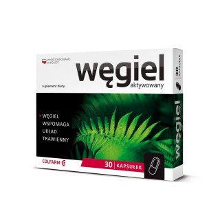 Węgiel na układ trawienny 30 kapsułek
