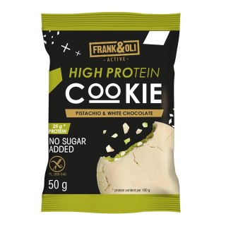 Ciasteczko proteinowe pistacja z białą czekoladą bez dodatku cukru 50 g