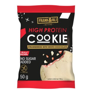 Ciasteczko proteinowe truskawka z białą czekoladą bez dodatku cukru 50 g
