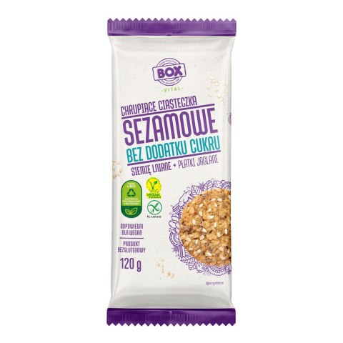 Ciastka sezamowe siemie lniane i płatki jaglane bez dodatku cukru 120g