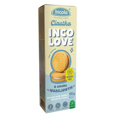 Incolove Bezglutenowe ciastka wanilia bez cukru 125G