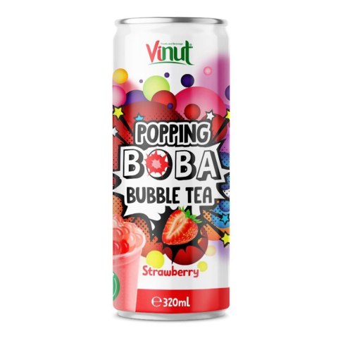 Popping Boba Bubble Tea Napój herbaciany z pękającymi kuleczkami i sokiem truskawkowym 320 ml