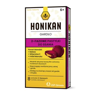Honikan gardło 2-fazowe pastyki do ssania 8 pastylek