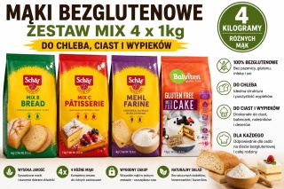 Mąka Bezglutenowa Zestaw MIX 4x1kg Schar Balviten Do Chleba Ciast Wypieków