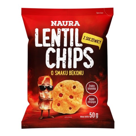 Naura Chipsy z czerwonej soczewicy o smaku bekonu 50g