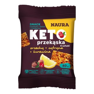 Naura keto przekąska z orzechami laskowymi, cytryną i żurawiną 40 g